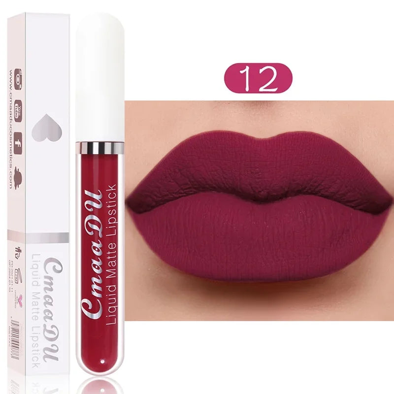 Women's Sexy Long-Lasting Velvet Matte Lip Gloss - Waterproof Nonstick Red Liquid Lipstick for Beauty Makeup