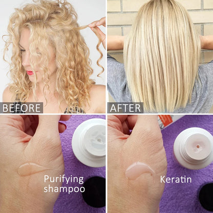 PURC Brazilian Keratin Purifying Shampoo Set Smoothing Straightening Keratin Hair Treatment Repair Curly Hair Care Products