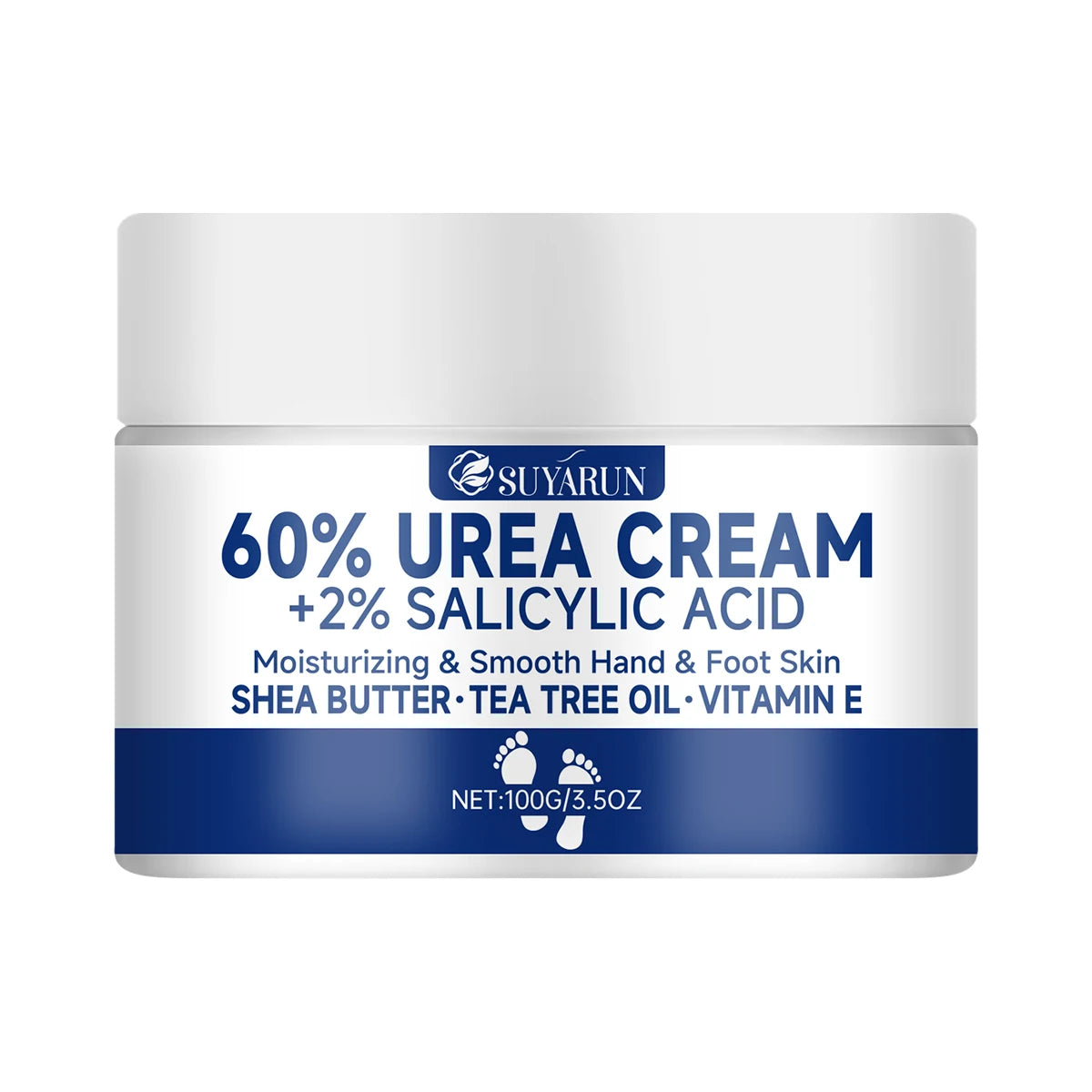 SUYARUN 60% Urea Foot Cream for Cracked Heels & Dry Skin - Intensive Moisturizing Treatment, Callus Remover, Diabetic Foot Care.