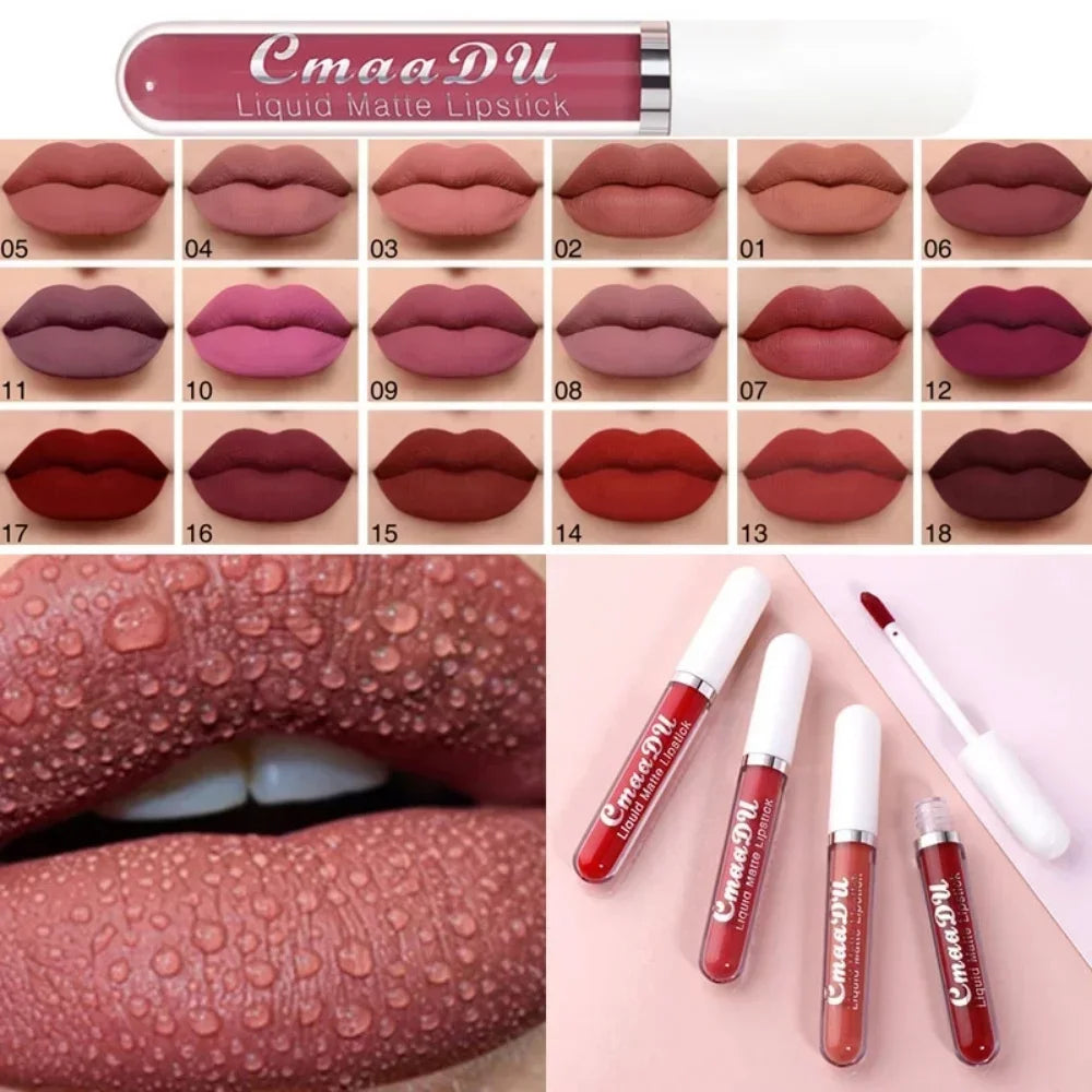 Women's Sexy Long-Lasting Velvet Matte Lip Gloss - Waterproof Nonstick Red Liquid Lipstick for Beauty Makeup