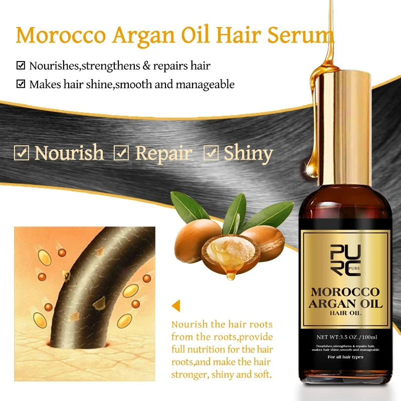 PURC Morocco Set Serum Smoothing Shampoo Conditioner And Repair Hair Mask Anti Dandruff Scalp Anti-Itch Hair Care Products Kit