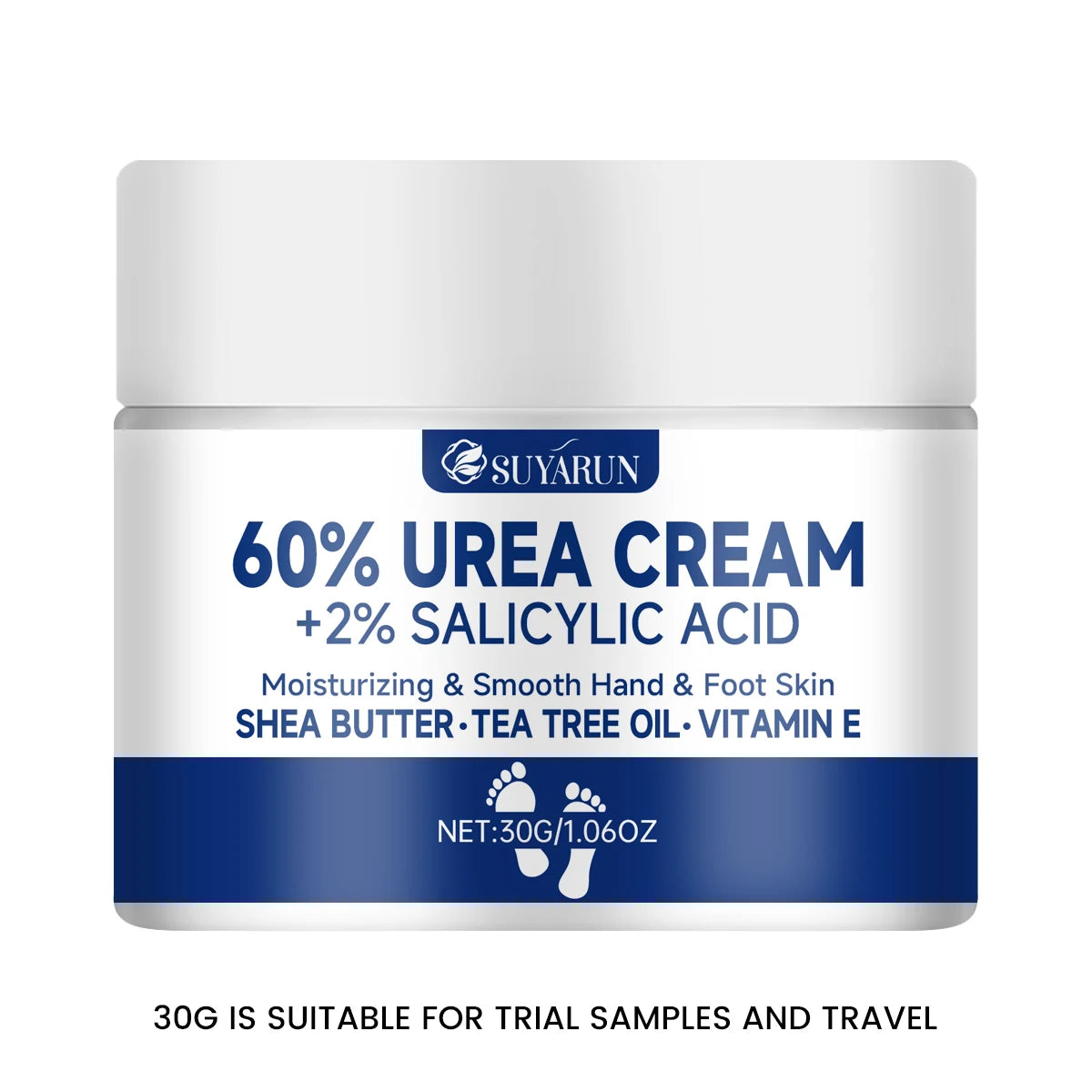 SUYARUN 60% Urea Foot Cream for Cracked Heels & Dry Skin - Intensive Moisturizing Treatment, Callus Remover, Diabetic Foot Care.